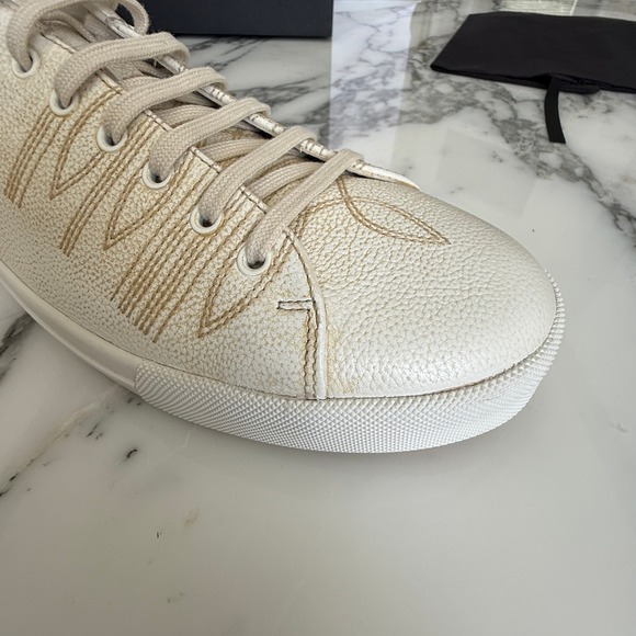 Prada Milano 2EE448 Mens White Pebbled Leather Low Top Sneakers, UK 9.5 main image 7